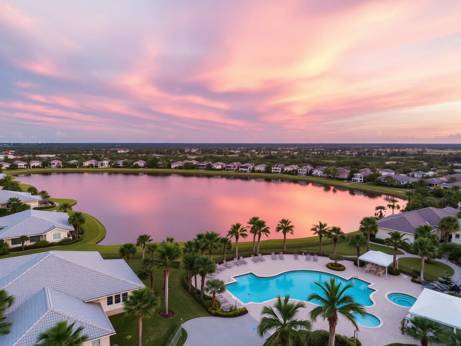 Lakewood Ranch lagoon at sunset